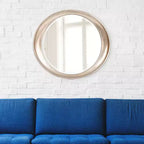 Specchio da parete ovale con cornice metallica 39"x35" Argento caldo