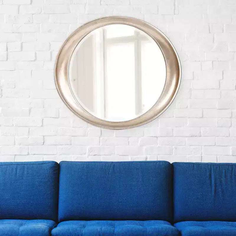 Specchio da parete ovale con cornice metallica 39"x35" Argento caldo