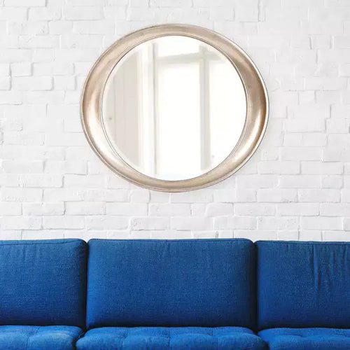 Specchio da parete ovale con cornice metallica 39"x35" Argento caldo