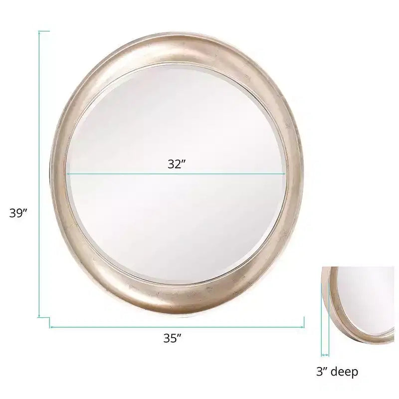 Specchio da parete ovale con cornice metallica 39"x35" Argento caldo