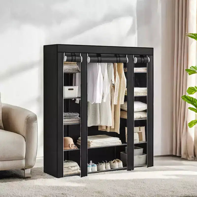 Organizzatore per Vestiti 59 x 17.7 x 69 Pollici, Armadio Portatile per Camera da Letto con Rivestimento in Tessuto Non Tessuto, 12 Scomparti per Abbigliamento