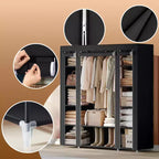 Organizzatore per Vestiti 59 x 17.7 x 69 Pollici, Armadio Portatile per Camera da Letto con Rivestimento in Tessuto Non Tessuto, 12 Scomparti per Abbigliamento