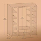 Organizzatore per Vestiti 59 x 17.7 x 69 Pollici, Armadio Portatile per Camera da Letto con Rivestimento in Tessuto Non Tessuto, 12 Scomparti per Abbigliamento