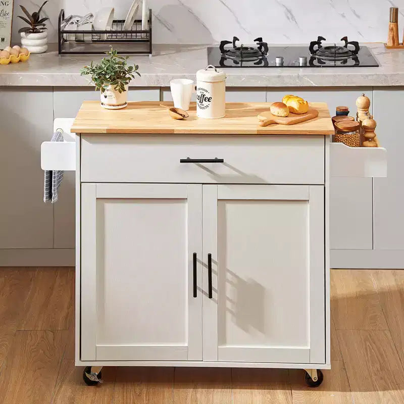 Carrello da cucina con piano in legno massello