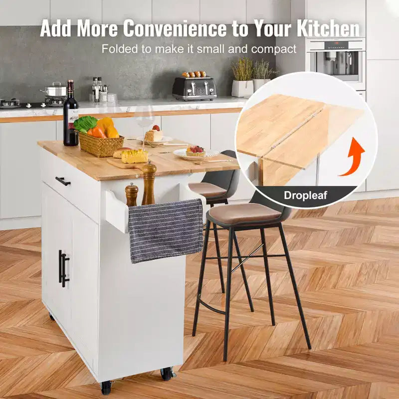 Carrello da cucina con piano in legno massello