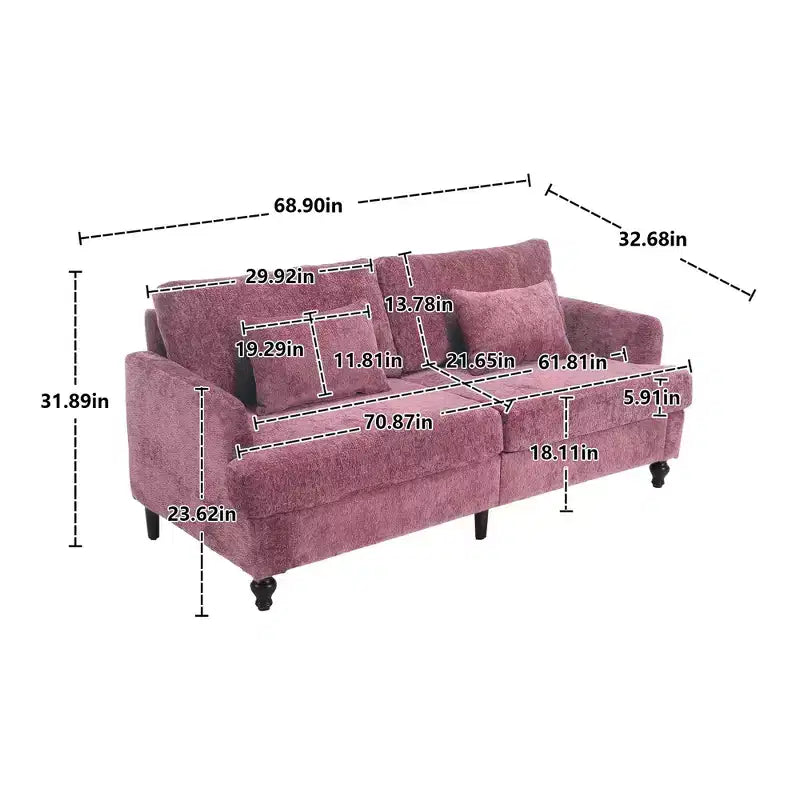 Divanetto vintage in ciniglia, divano a 2 posti imbottito di metà secolo per soggiorno, divano con gambe in legno marrone per camera da letto