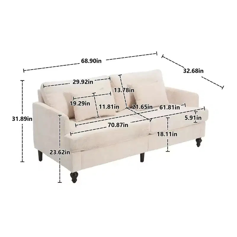 Divanetto vintage in ciniglia, divano a 2 posti imbottito di metà secolo per soggiorno, divano con gambe in legno marrone per camera da letto