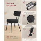 Set di 2 sedie da pranzo moderne imbottite con schienale curvo, morbido pile Teddy e robusto telaio in acciaio per una seduta confortevole