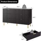 Comò a 6 cassetti per camera da letto, organizer moderno in legno con maniglie in metallo dorato e dispositivo antiribaltamento per corridoio, ingresso