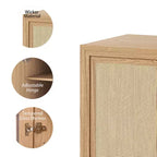 Credenza Nera Effetto Legno (Ante in Vimini a Doppia Apertura)