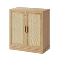 Credenza Nera Effetto Legno (Ante in Vimini a Doppia Apertura)