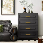 Bekrvio 4-Drawer Dresser for Bedroom, Freestanding Vertical Drawer Cabinet with Storage & Gold Knobs, Metal Closet Storage Chest for Bedroom