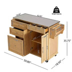 Carrello da cucina in bambù con ruote