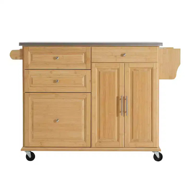 Carrello da cucina in bambù con ruote