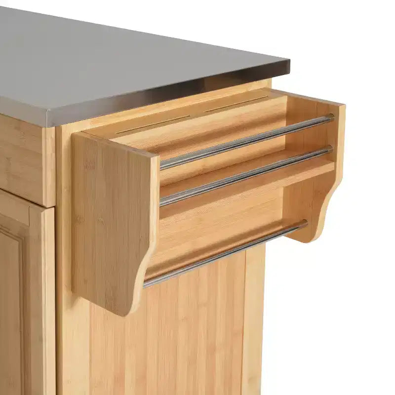 Carrello da cucina in bambù con ruote