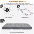 80.4x60 6 Materasso Pieghevole a Tre Ante in Schiuma, Letto per Ospiti da Terra in Velluto a Coste Trapuntato, Supporto Portatile per Casa, Soggiorno e Campeggio