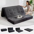 80.4x60 6 Tri-Foldable Foam Folding Mattress, Tufted Corduroy Floor Guest Bed, Portable Supportive for Home, Living Room & Camping