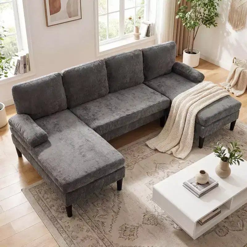 Divano Sezionale, Divano a U con Doppia Chaise Longue