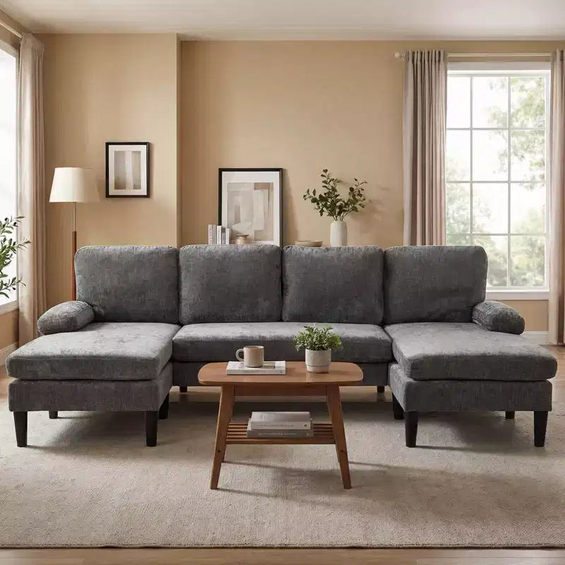 Divano Sezionale, Divano a U con Doppia Chaise Longue