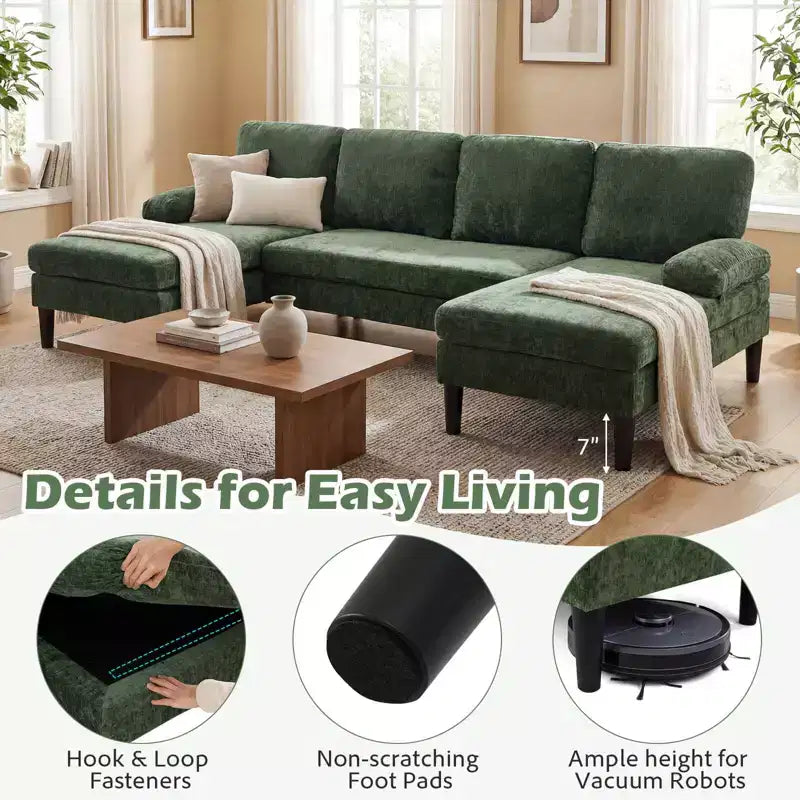 Divano Sezionale, Divano a U con Doppia Chaise Longue