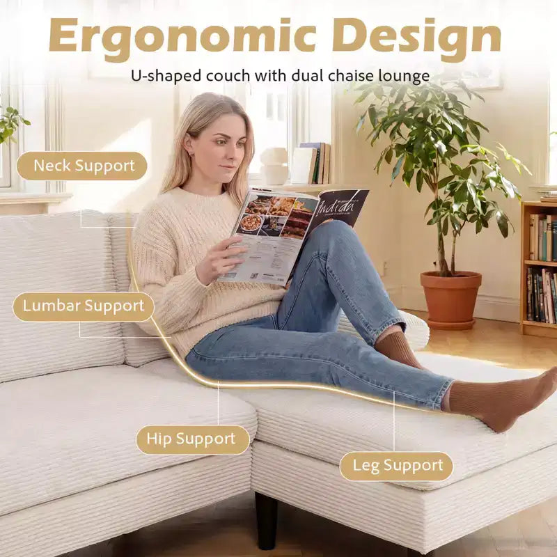 Divano Sezionale, Divano a U con Doppia Chaise Longue