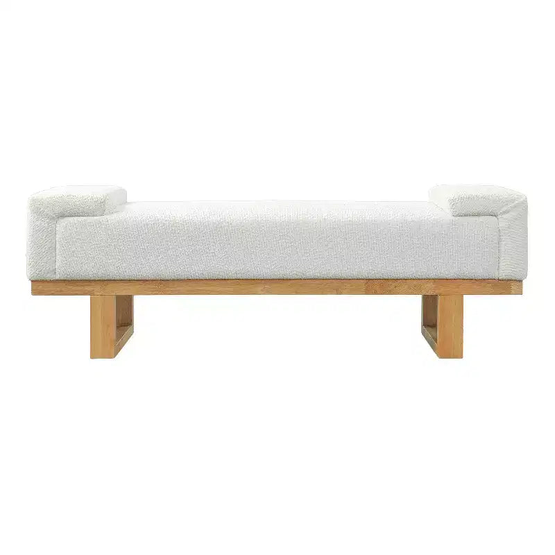 Panca moderna rivestita in Bouclé in legno di Rubberwood