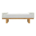 Panca moderna rivestita in Bouclé in legno di Rubberwood