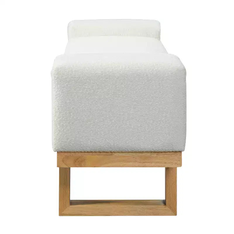 Panca moderna rivestita in Bouclé in legno di Rubberwood