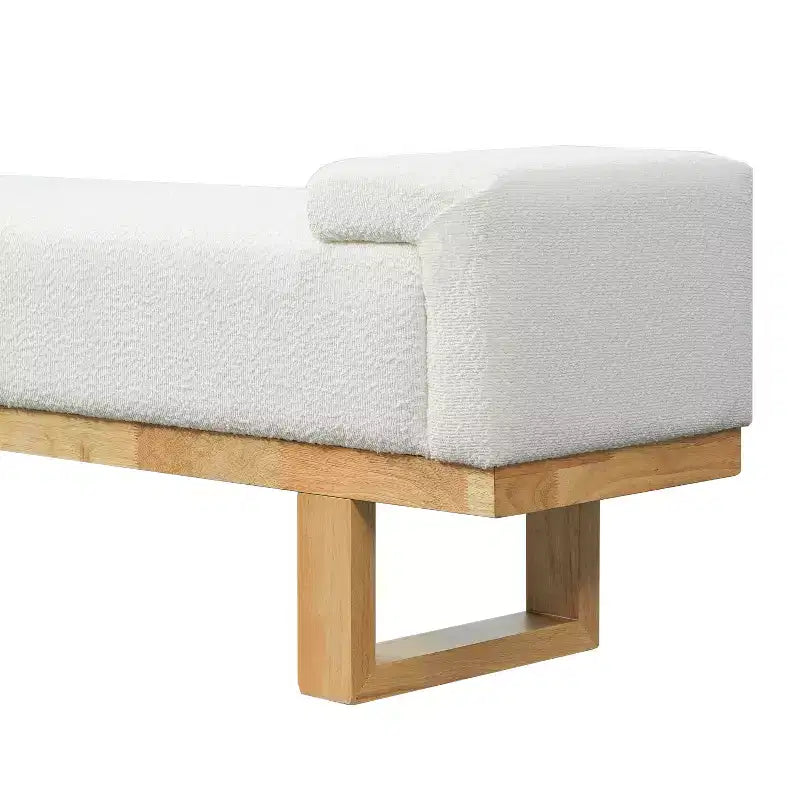 Panca moderna rivestita in Bouclé in legno di Rubberwood
