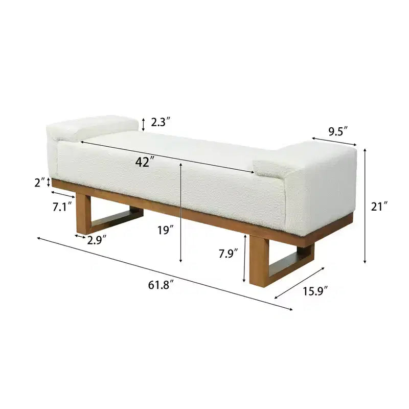 Panca moderna rivestita in Bouclé in legno di Rubberwood