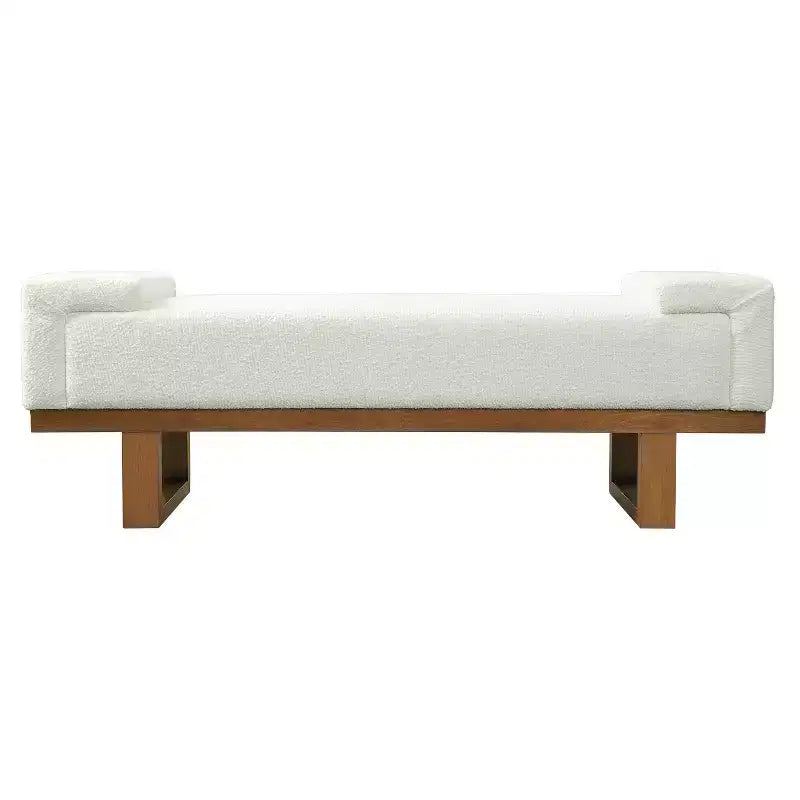 Panca moderna rivestita in Bouclé in legno di Rubberwood
