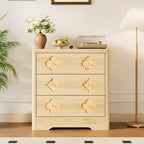 Tall Drawer Fluted Dresser with Metal Handles, Large Bedroom Storage Cabinet Spacious Closet Organizer for Clothes Nursery Living Room