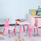 Tavolo e 2 Sedie in Legno per Bambini a Corona 2-4 Anni per Disegnare Leggere Scrivere Rosa