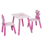 Tavolo e 2 Sedie in Legno per Bambini a Corona 2-4 Anni per Disegnare Leggere Scrivere Rosa