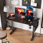 Scrivania elettrica regolabile in altezza Sit-to-Stand con borsa portaoggetti, preimpostazioni di memoria, postazione di lavoro ergonomica per ufficio a casa, 122 cm, nera