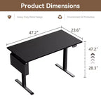 Scrivania elettrica regolabile in altezza Sit-to-Stand con borsa portaoggetti, preimpostazioni di memoria, postazione di lavoro ergonomica per ufficio a casa, 122 cm, nera
