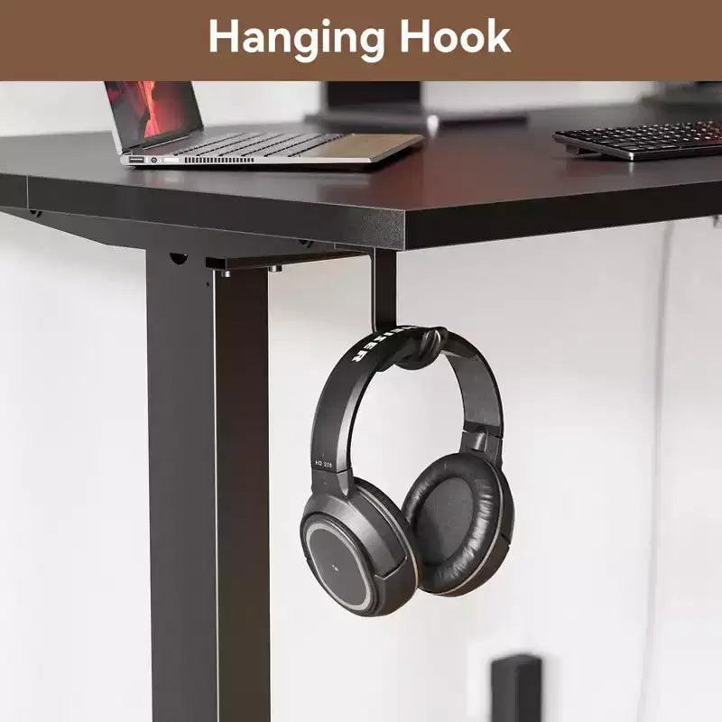 Scrivania elettrica regolabile in altezza Sit-to-Stand con borsa portaoggetti, preimpostazioni di memoria, postazione di lavoro ergonomica per ufficio a casa, 122 cm, nera