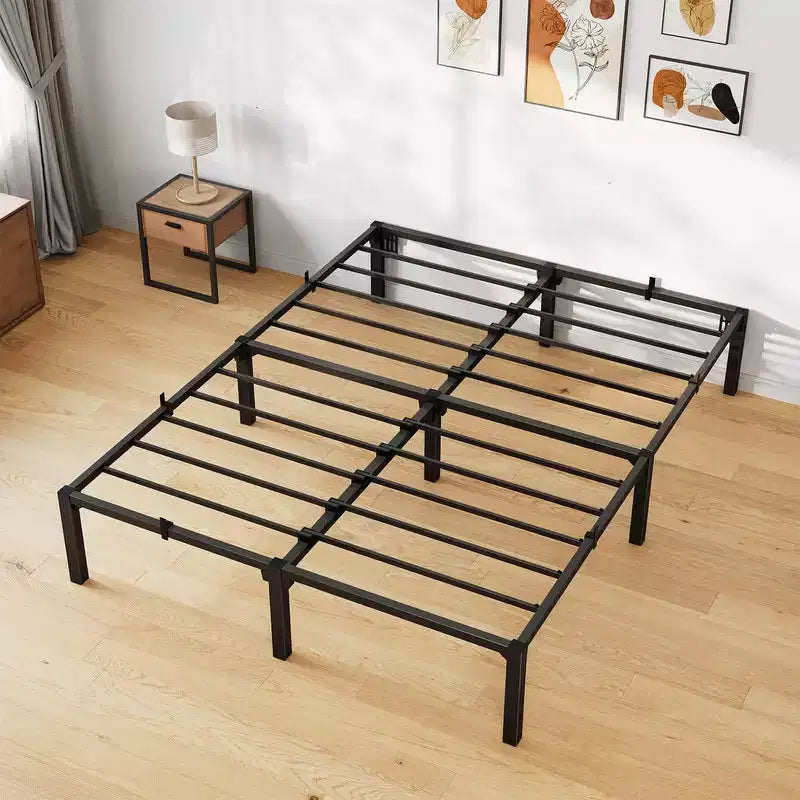 Struttura Letto Matrimoniale in Metallo, Struttura Letto a Piattaforma con Doghe in Acciaio Resistenti, Spazio Contenitore Sotto il Letto, Nessuna Rete a Molle Necessaria, Facile Montaggio