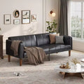 Modern Futon Sofa Bed Folding Futon Set for Living Room, 75 Faux Leather Convertible Couch, Mid-Century Loveseat for Small Space, Bedroom