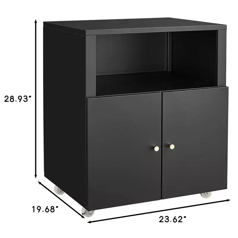 Supporto per stampante in metallo con spazio di archiviazione, mobile per stampante resistente con rotelle e ante, tavolo grande per stampante con ruote per fotocopiatrice e fax da ufficio