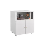 Supporto per stampante in metallo con spazio di archiviazione, mobile per stampante resistente con rotelle e ante, tavolo grande per stampante con ruote per fotocopiatrice e fax da ufficio