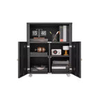 Supporto per stampante in metallo con spazio di archiviazione, mobile per stampante resistente con rotelle e ante, tavolo grande per stampante con ruote per fotocopiatrice e fax da ufficio