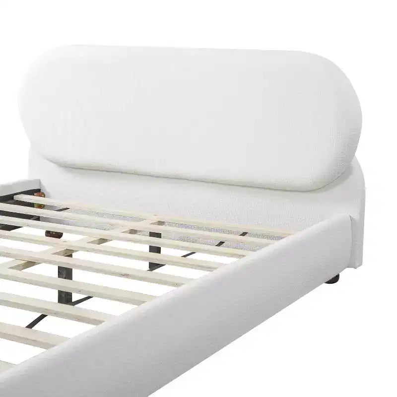 Letto imbottito moderno in bouclé di Rubberwood