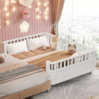 Letto a piattaforma moderno per bambini in legno di pino con ringhiera staccabile