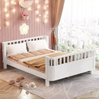 Letto a piattaforma moderno per bambini in legno di pino con ringhiera staccabile