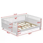 Letto a piattaforma moderno per bambini in legno di pino con ringhiera staccabile