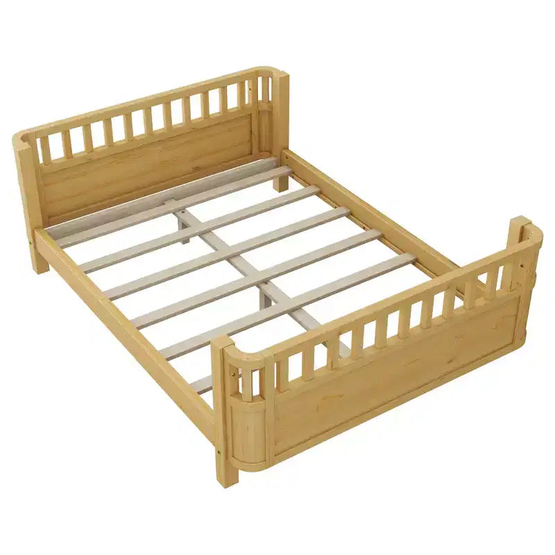Letto a piattaforma moderno per bambini in legno di pino con ringhiera staccabile