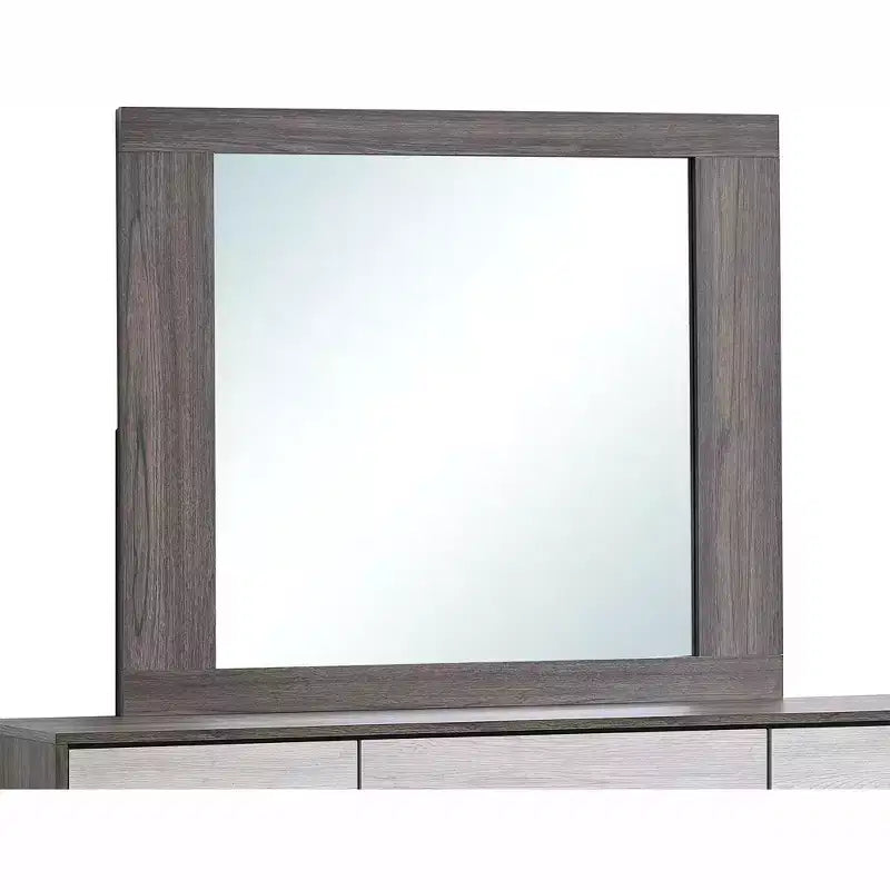 Specchio da cassettiera rettangolare con cornice in legno grigio e rovere, 43 pollici L x 37 pollici A
