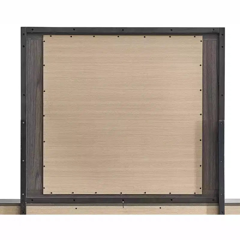 Specchio da cassettiera rettangolare con cornice in legno grigio e rovere, 43 pollici L x 37 pollici A