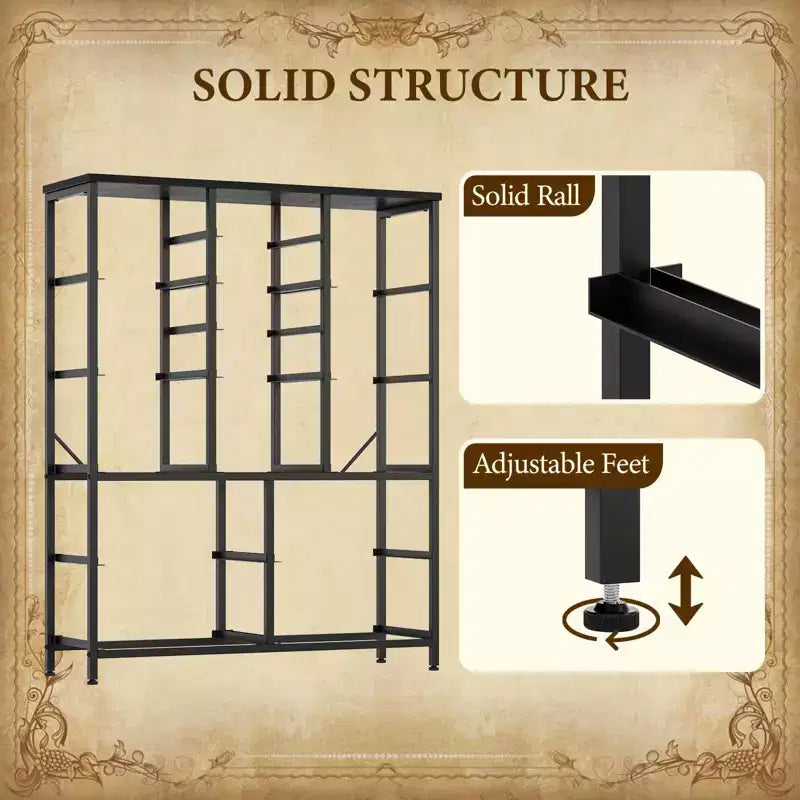 Cassettiera in Tessuto con Struttura in Legno, Grande Armadio Contenitore con Telaio in Metallo per Soggiorno Camera da Letto 100 x 30 x 123 cm Nero